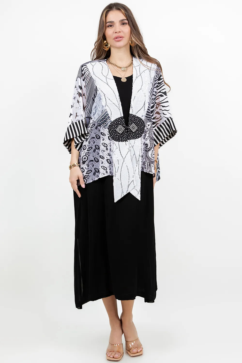 Sterling Style Frog Closure Jacket - 6075J BLK/WHT