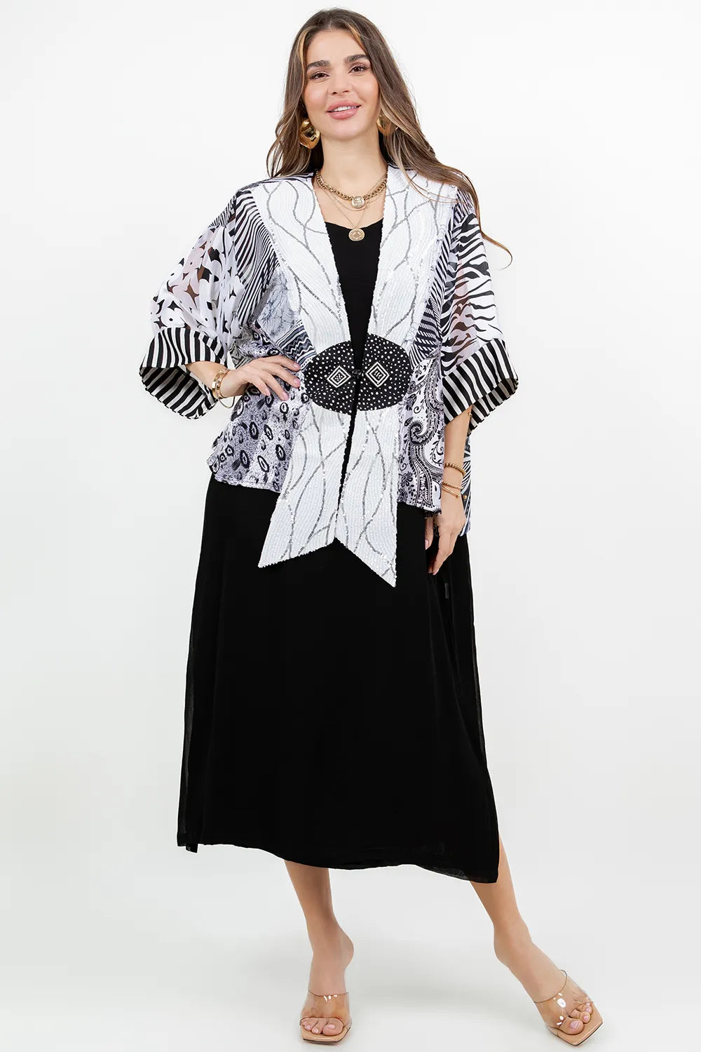 Sterling Style Frog Closure Jacket - 6075J BLK/WHT