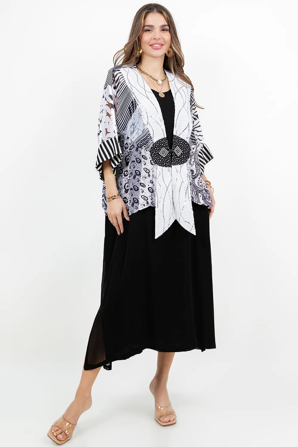 Sterling Style Frog Closure Jacket - 6075J BLK/WHT