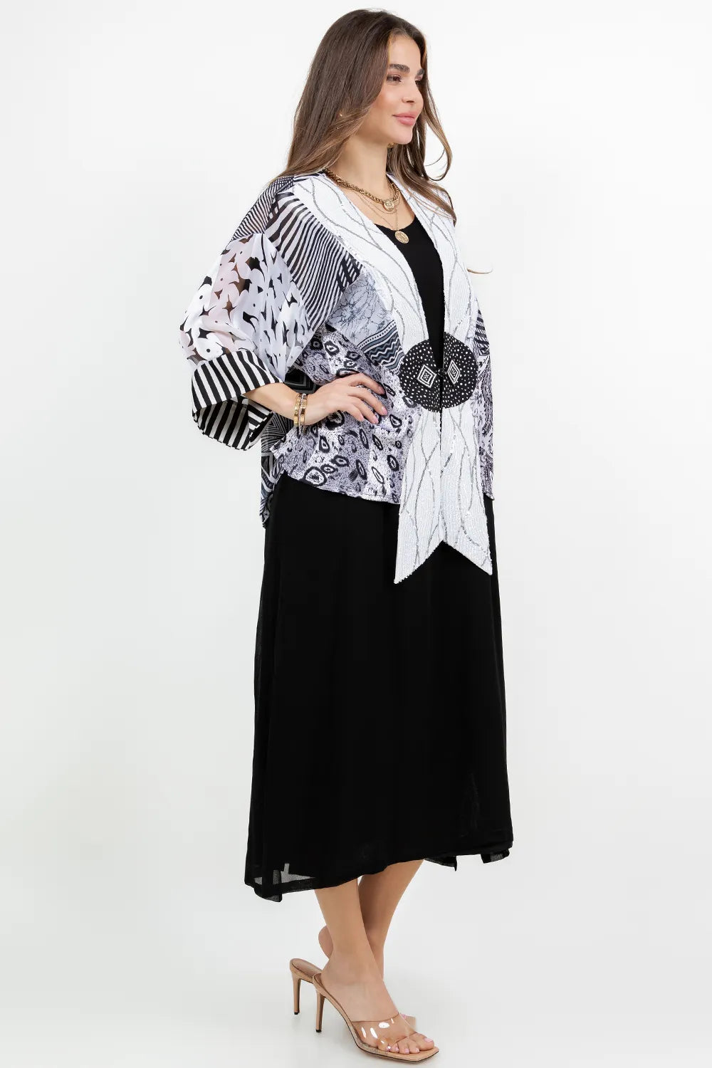 Sterling Style Frog Closure Jacket - 6075J BLK/WHT
