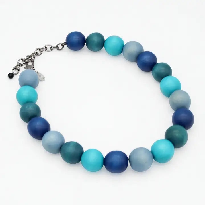 SYLCA Shades of Blue Faye Beaded Choker - SD25N55 - BLUE