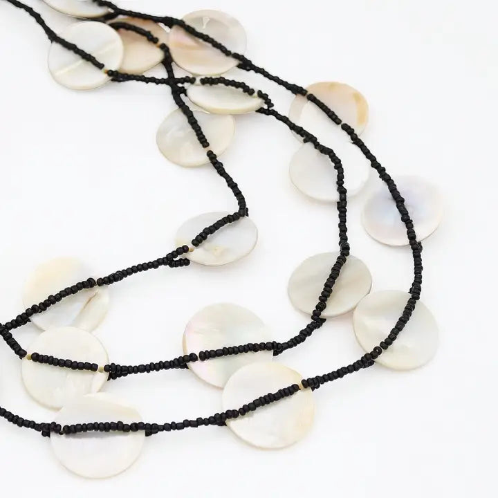 SYLCA Black and Ivory Sky Dream Bib Necklace - LS26N15 - BLACK/IVORY