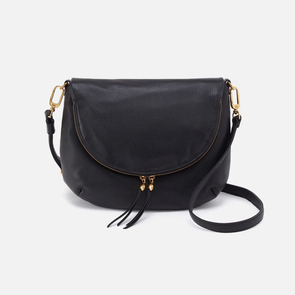 HOBO - Fern Foldover Large Messenger - BLACK IN PEBBLED LEATHER