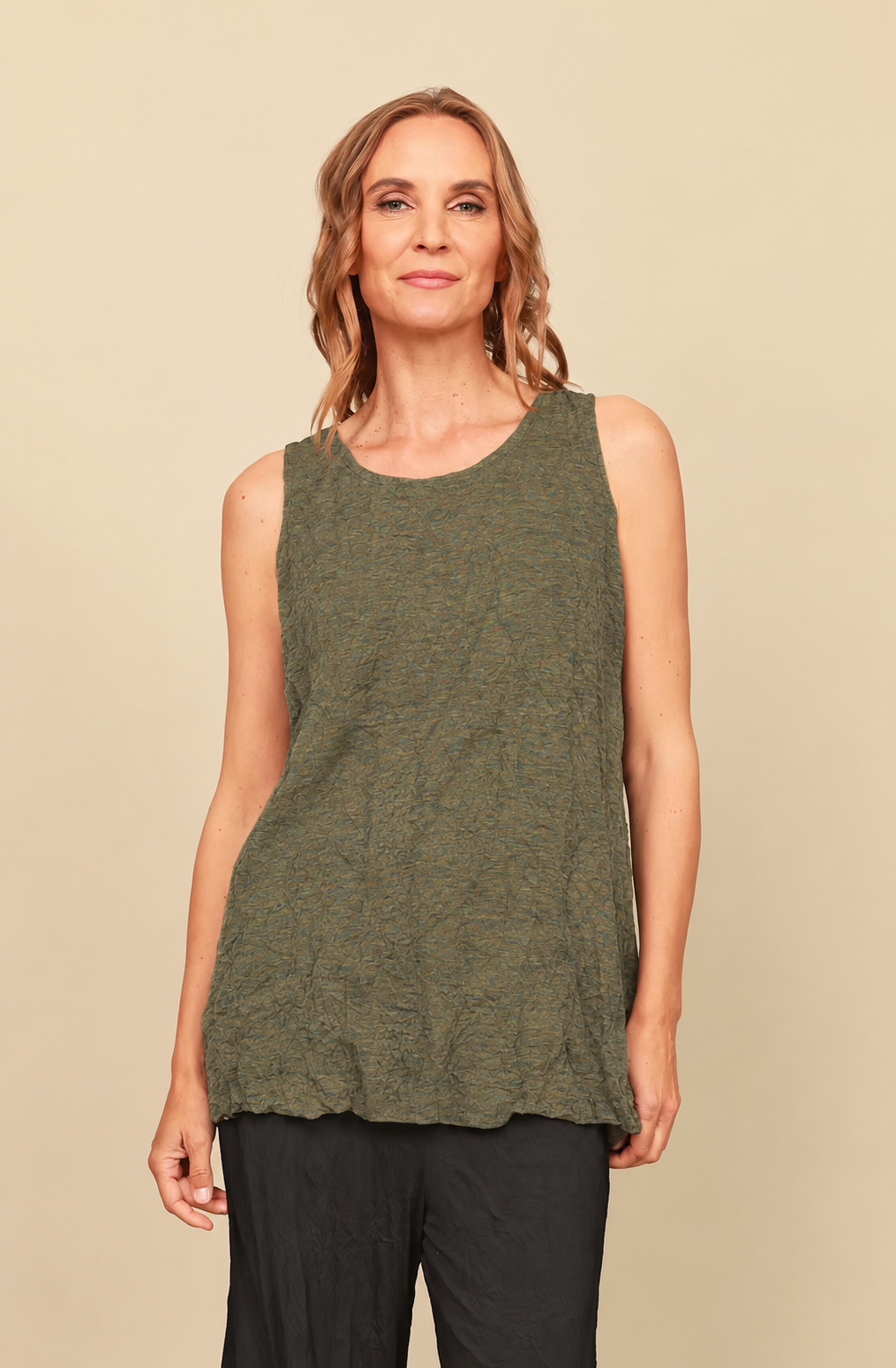Chalet Recycled Crinkle Jersey Liz Round Neck Tank Top - C61198