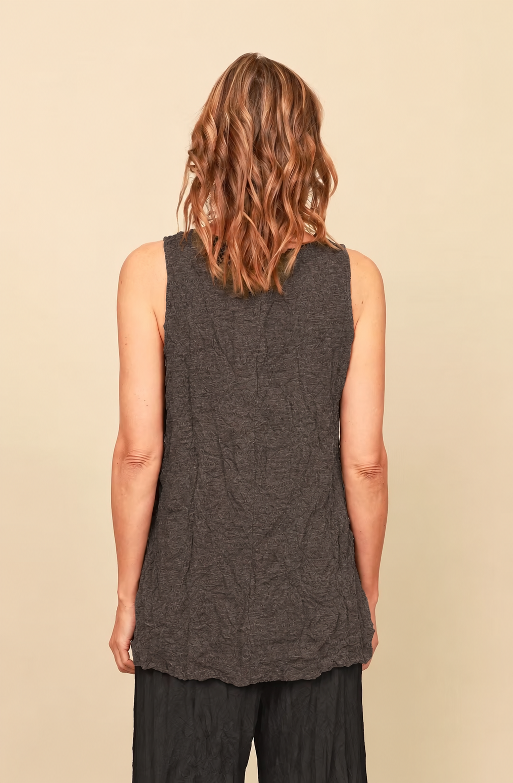 Chalet Recycled Crinkle Jersey Liz Round Neck Tank Top - C61198