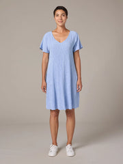 CUT LOOSE Crinkle Check V-Neck Swing Dress - 6120109