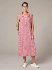 CUT LOOSE Crinkle Check Collared Dress - 6120308
