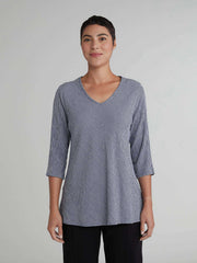 CUT LOOSE - Crinkle Check Bias V-Neck Top - 6126127