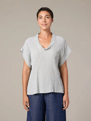 CUT LOOSE Crinkle Check S/S Cowl Top - 6126139