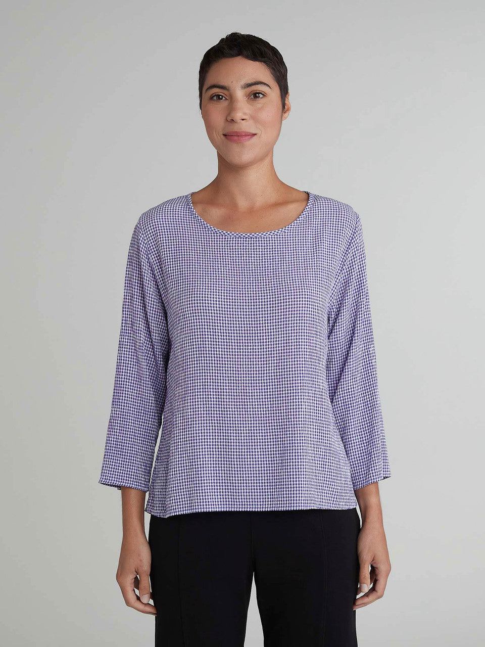 CUT LOOSE - Crinkle Check Split Back Top - 6127965