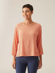 CUT LOOSE - Crinkle Check 3/4 Slv Split Back Top - 6127965