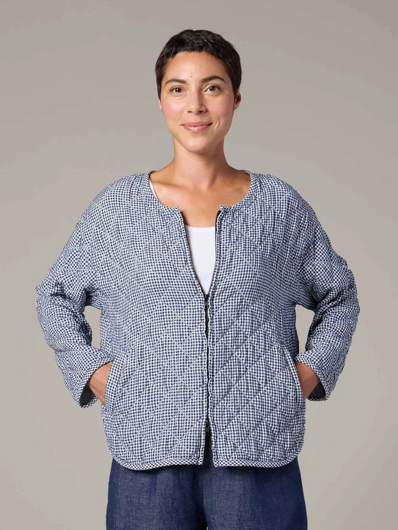 CUT LOOSE Crinkle Check Quilt Bomber Jacket - 6138189