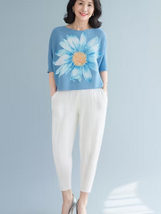Vanite Couture Oversized Flower Top - 61775 - BLUE