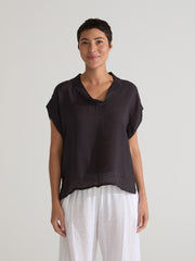 CUT LOOSE - Rayon Parachute S/S Cowl Top - 6216139