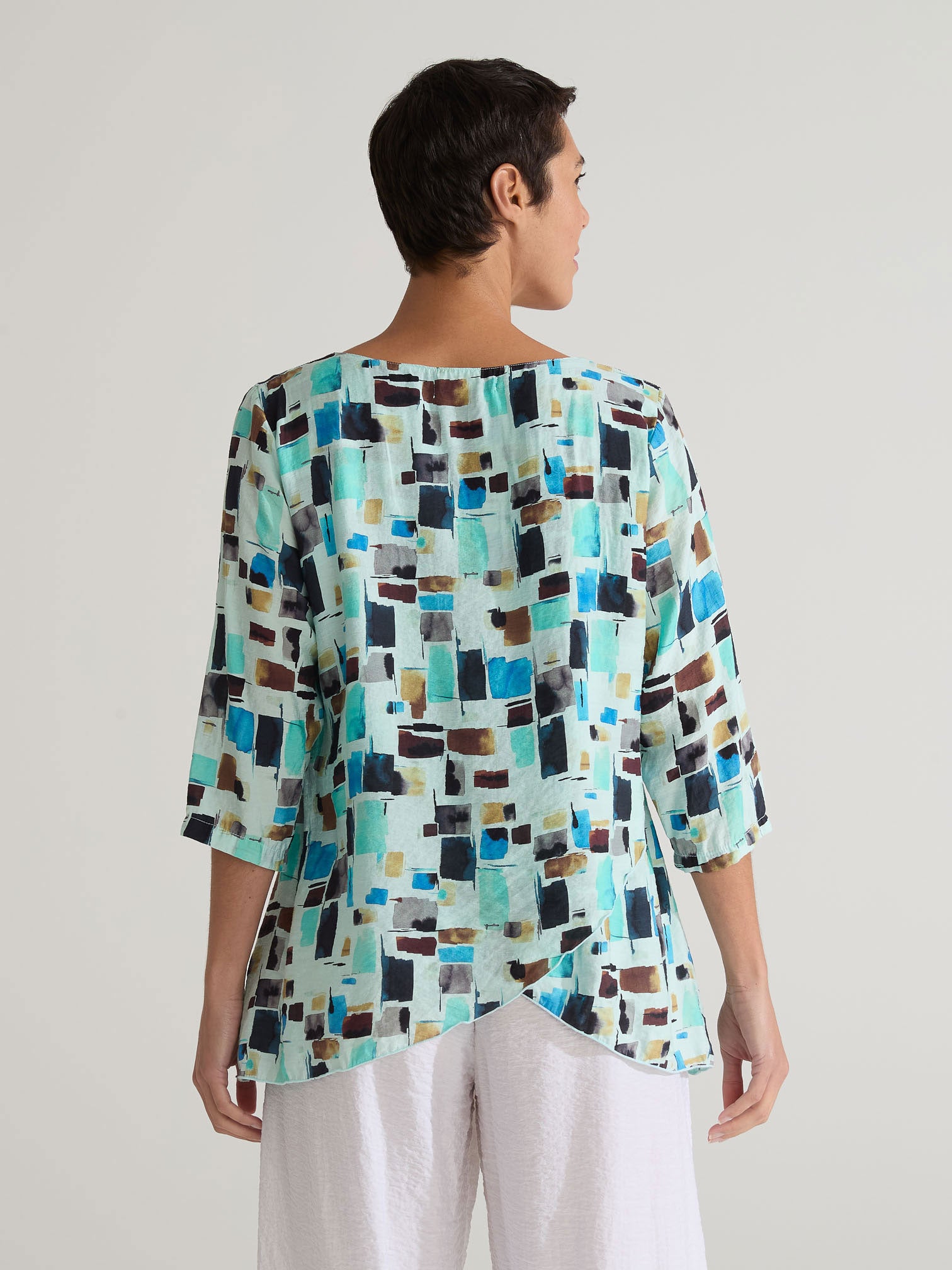 CUT LOOSE - Sea Glass Double Layer V-Neck - 6236823