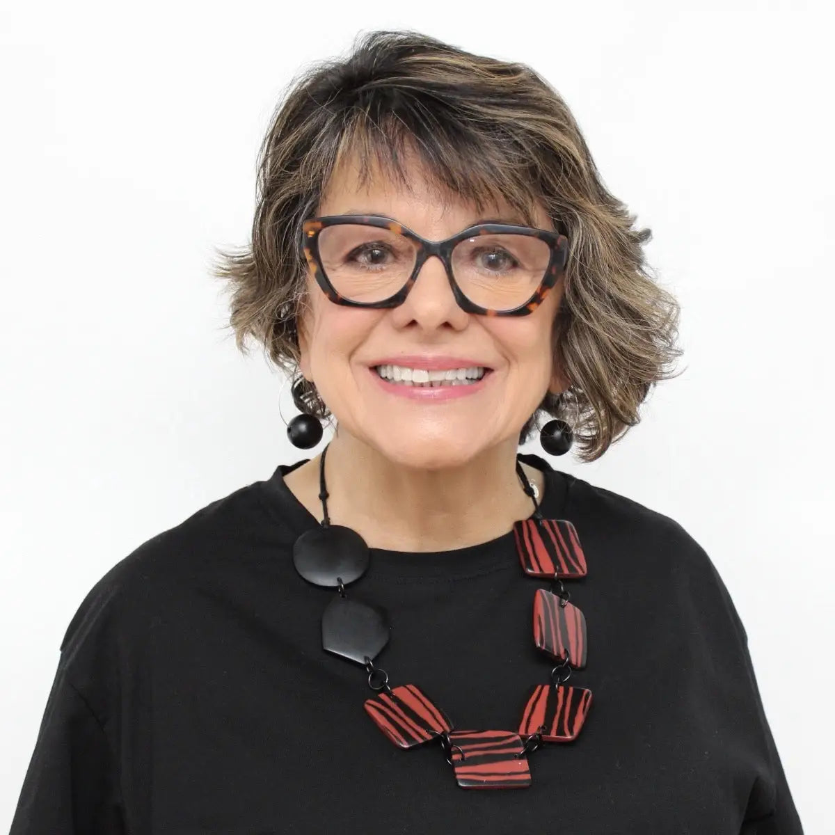 SYLCA Red and Black Danica Statement Necklace