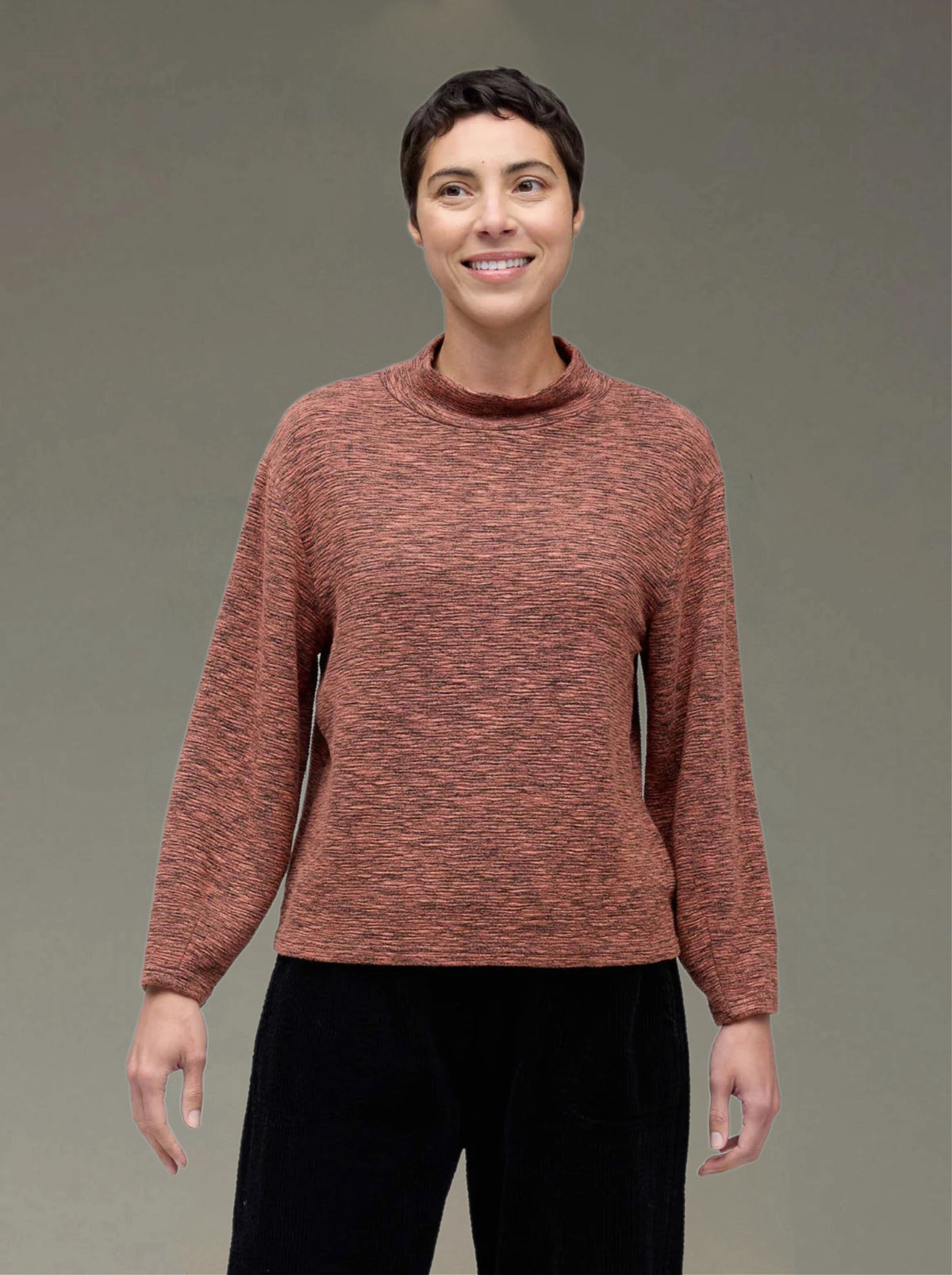 CUT LOOSE Crimped Fabric Mock Neck Top - 6546114