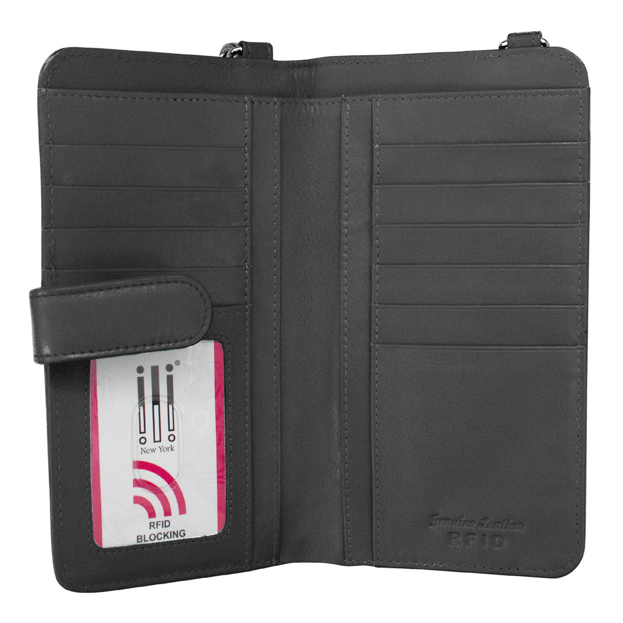 ili New York - CROSSBODY PHONE HOLDER AND WALLET - 6363 - Black