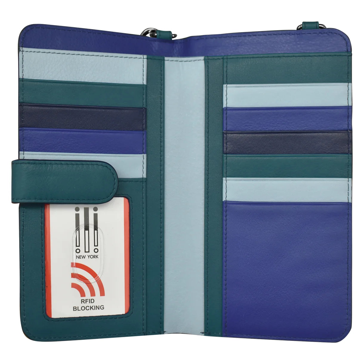 ili New York - CROSSBODY PHONE HOLDER AND WALLET - 6363 - Denim Multi