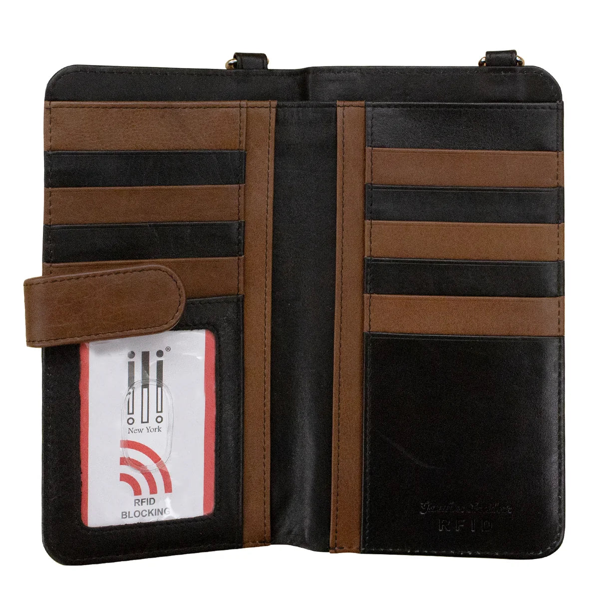 ili New York - CROSSBODY PHONE HOLDER AND WALLET - 6363 - Toffee/Black