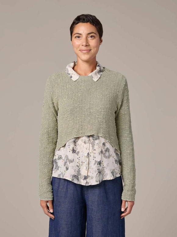 CUT LOOSE Texture Sweater Knit Curved Crop Sweater - 6376781