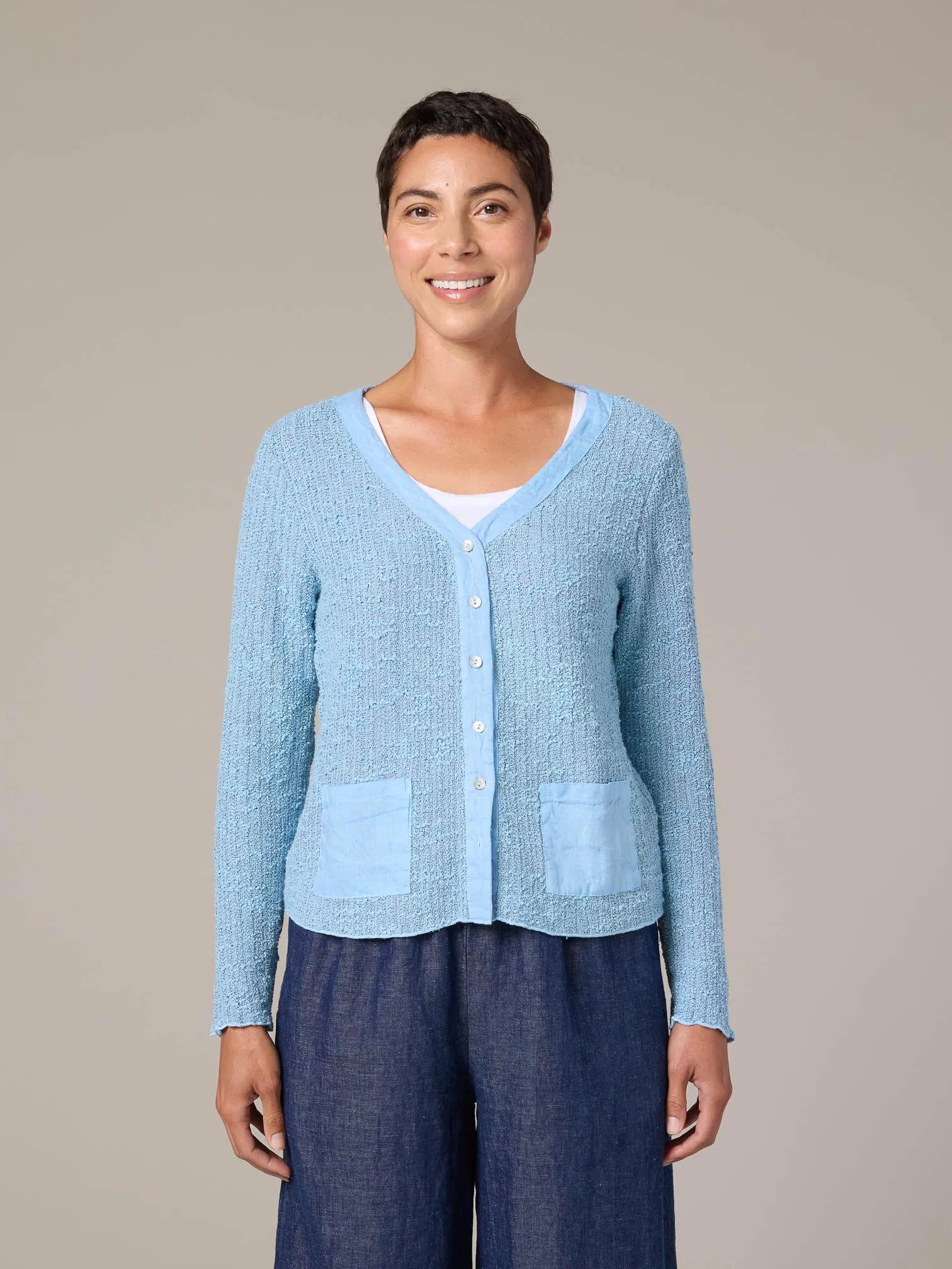 CUT LOOSE Texture Sweater Knit Crop Pkt Cadi - 6378718