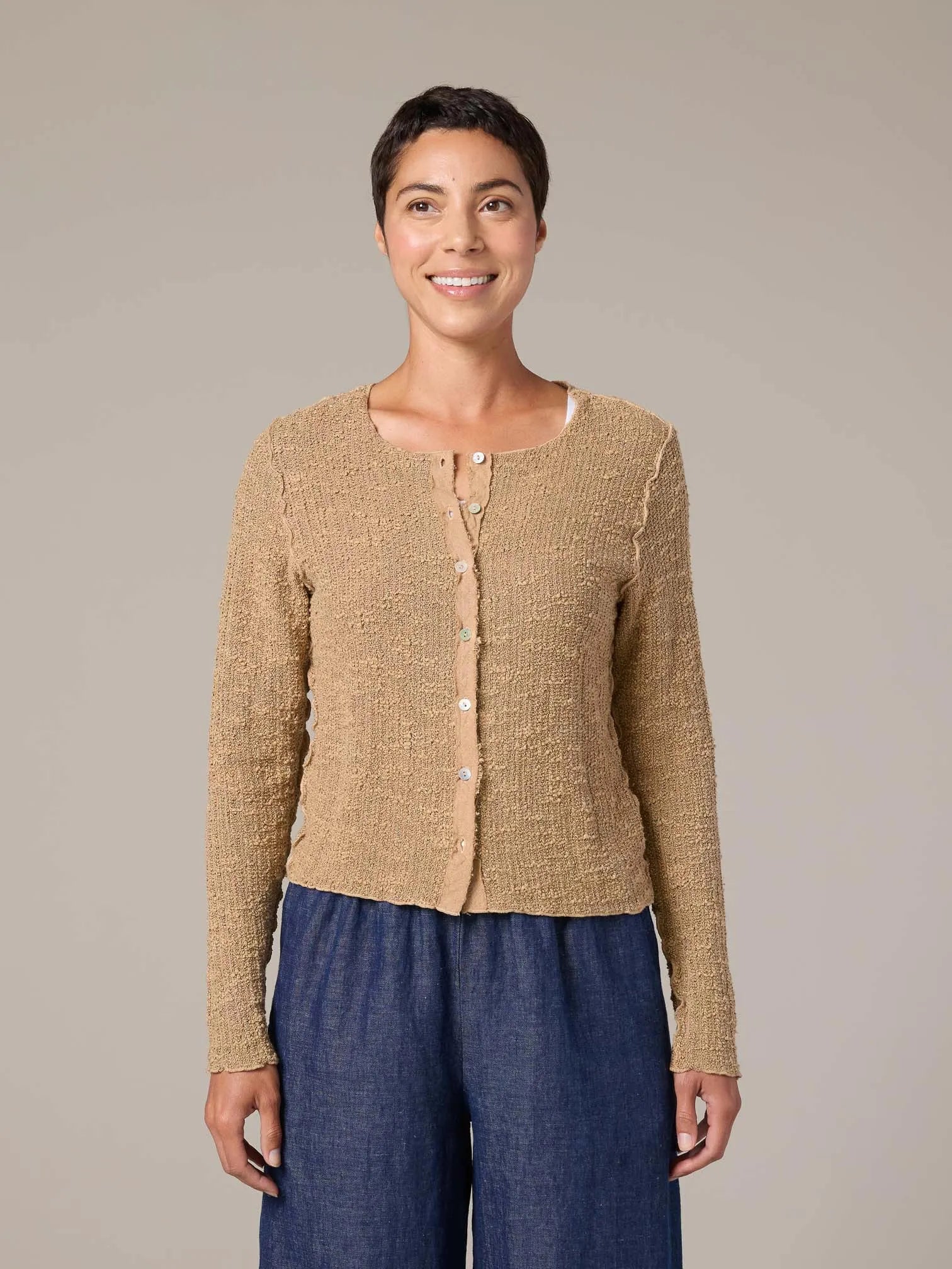 CUT LOOSE Texture Sweater Knit Crop Cardigan - 6378949