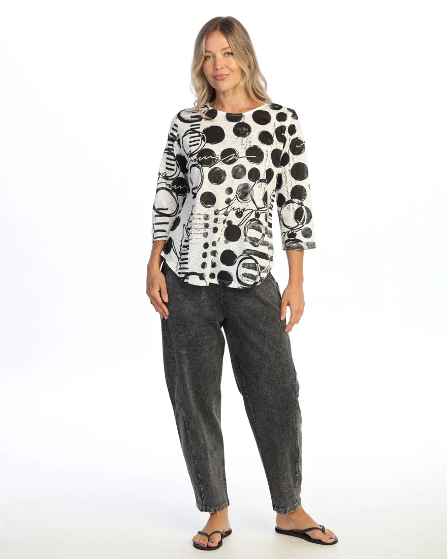 JESS & JANE Round Hem Long Sleeve Slub Top - 64-2322 - IN CIRCLES