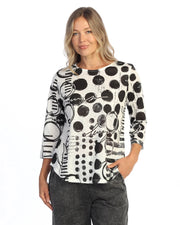 JESS & JANE Round Hem Long Sleeve Slub Top - 64-2322 - IN CIRCLES