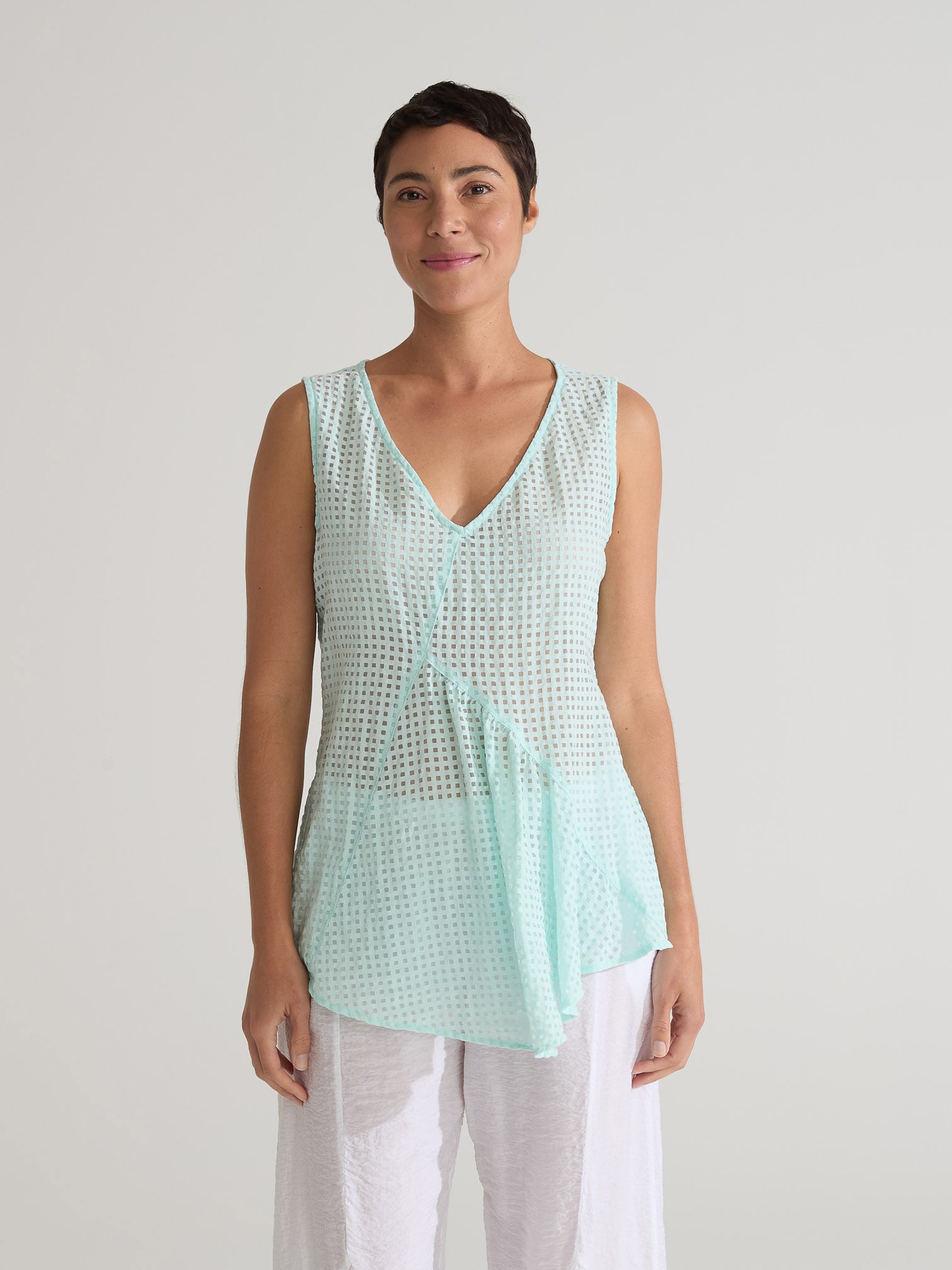 CUT LOOSE - Check Burnout Sleeveless Top - 6455444