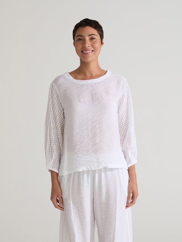 CUT LOOSE - Check Burnout Lantern Slv Top - 6456083