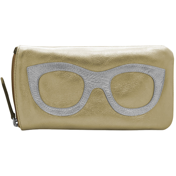 ili New York - EYEGLASS CASE WITH FRAME GRAPHIC - 6462 - Light Gold Silver Bronze