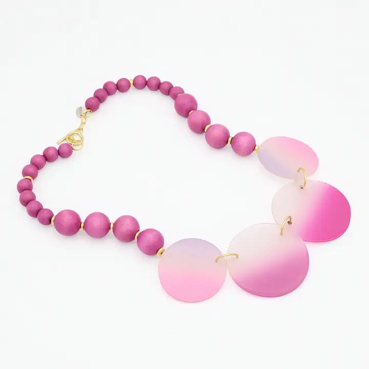 SYLCA Pink Mirage Statement Necklace - SD26N13 - PINK