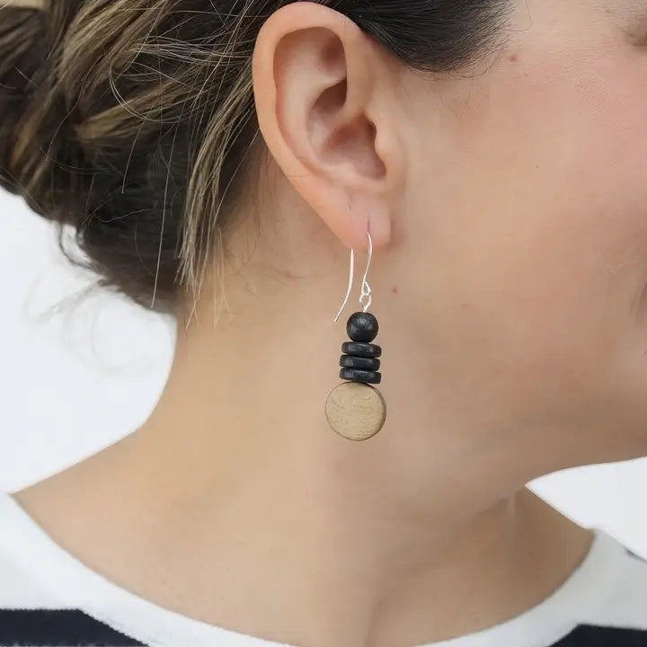 SYLCA Brown and Black Dusk Earrings - SD25E27 - BROWN