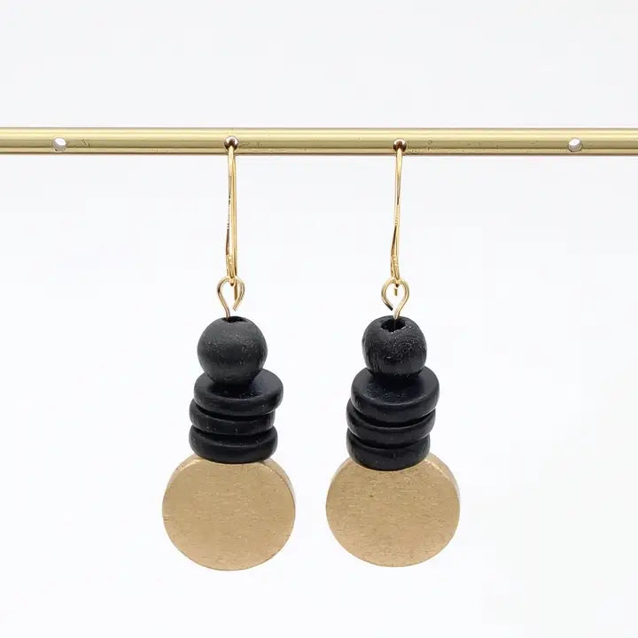 SYLCA Gold and Black Dusk Earrings - SD25E27 - GOLD