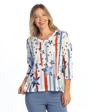 JESS & JANE V-Neck 3/4 Sleeve Side Slit Top - 65-2299 - ANTHEM