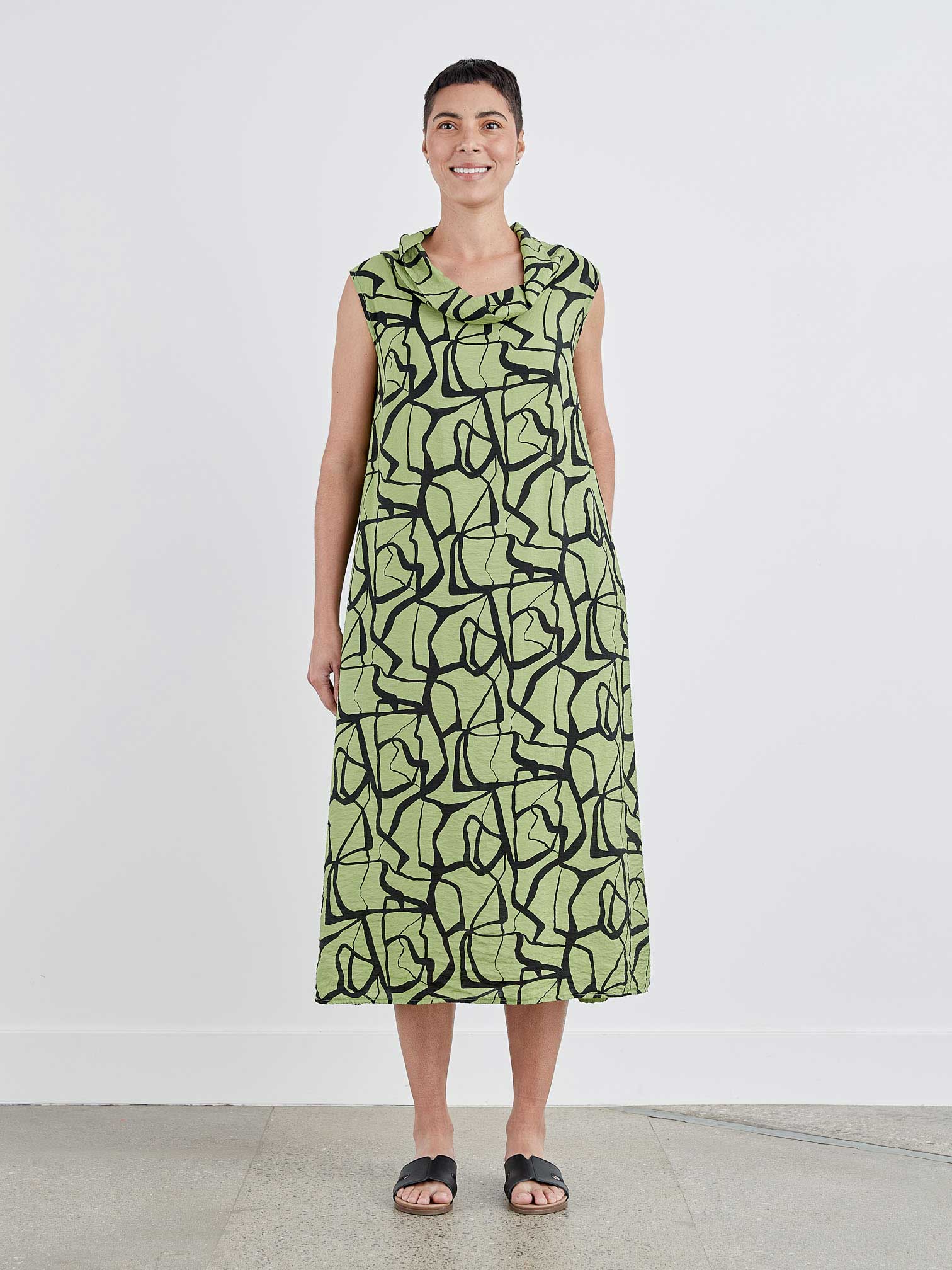 CUT LOOSE - Mod Marble Cowl Neck Maxi Dress - 6560329