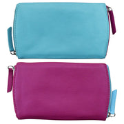 ili New York - TWO TONED DOUBLE ZIP EYEGLASS CASE - 6571 - Aegean Blue/Orchid