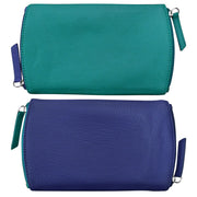 ili New York - TWO TONED DOUBLE ZIP EYEGLASS CASE - 6571 - Aqua/Cobalt
