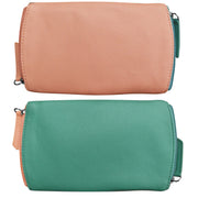 ili New York - TWO TONED DOUBLE ZIP EYEGLASS CASE - 6571 - Peach/Turquoise