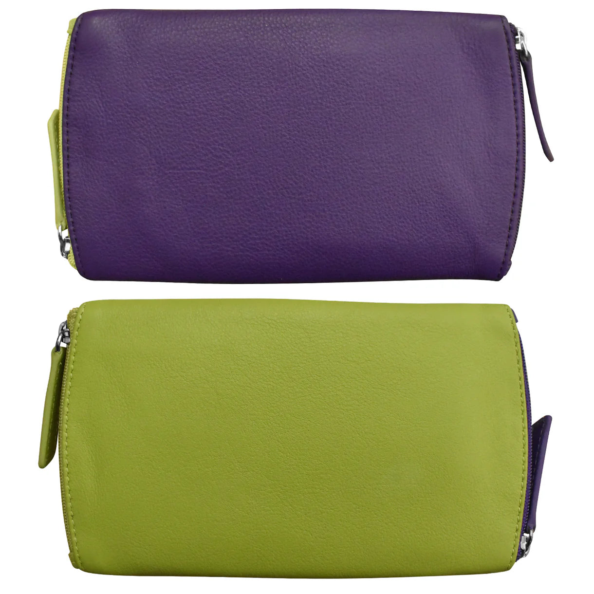 ili New York - TWO TONED DOUBLE ZIP EYEGLASS CASE - 6571 - Purple/Pear