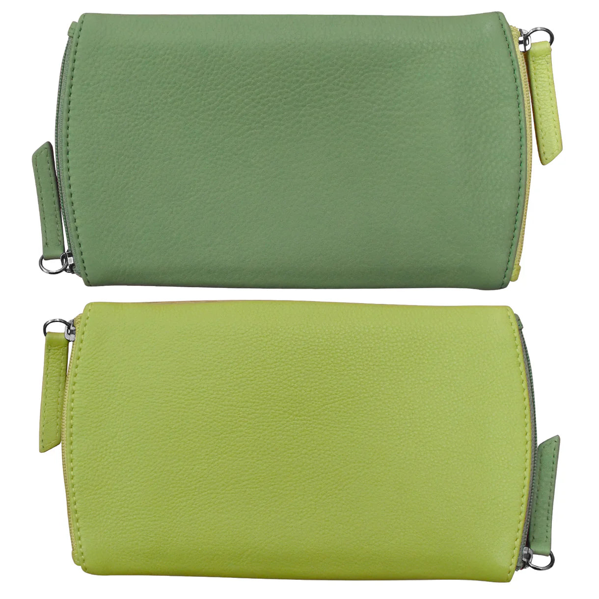 ili New York - TWO TONED DOUBLE ZIP EYEGLASS CASE - 6571 - Sage/Pear