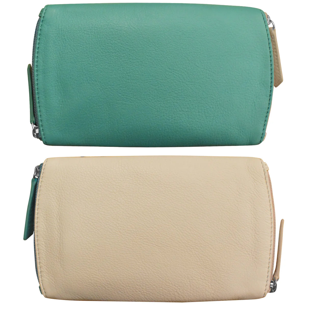 ili New York - TWO TONED DOUBLE ZIP EYEGLASS CASE - 6571 - Turquoise/Bone