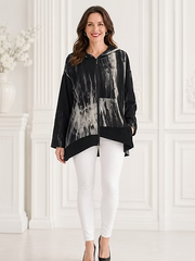 Vanite Couture Asymmetric Zip Front Abstract Jacket - 65830
