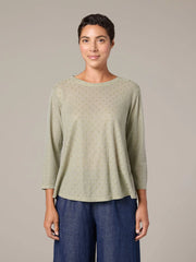 CUT LOOSE Mesh Dot 3/4 Slv Ruche Back Top - 6586548