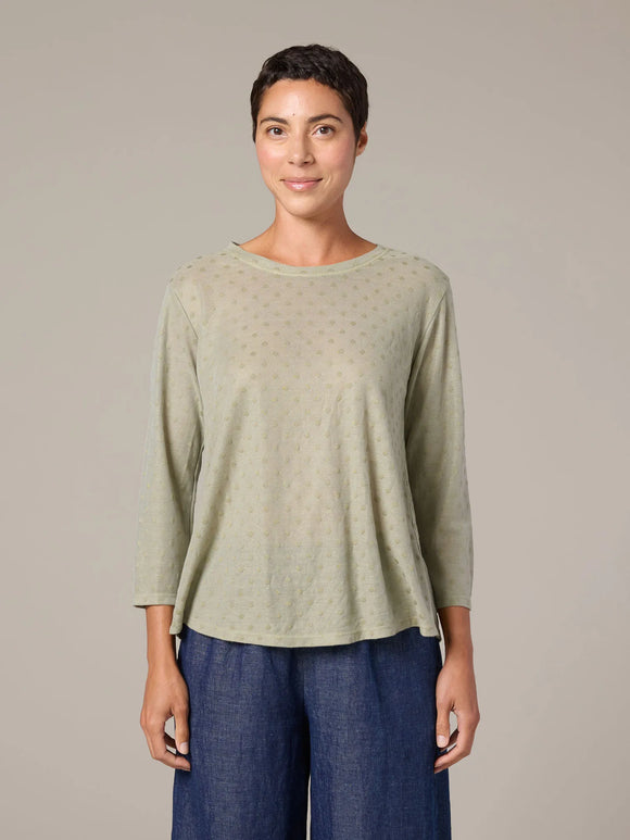 CUT LOOSE Mesh Dot 3/4 Slv Ruche Back Top - 6586548