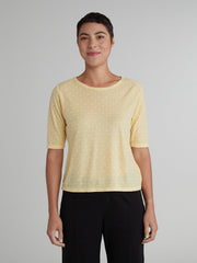 CUT LOOSE - Mesh Dot Elbow Sleeve Fitted Tee - 6586784