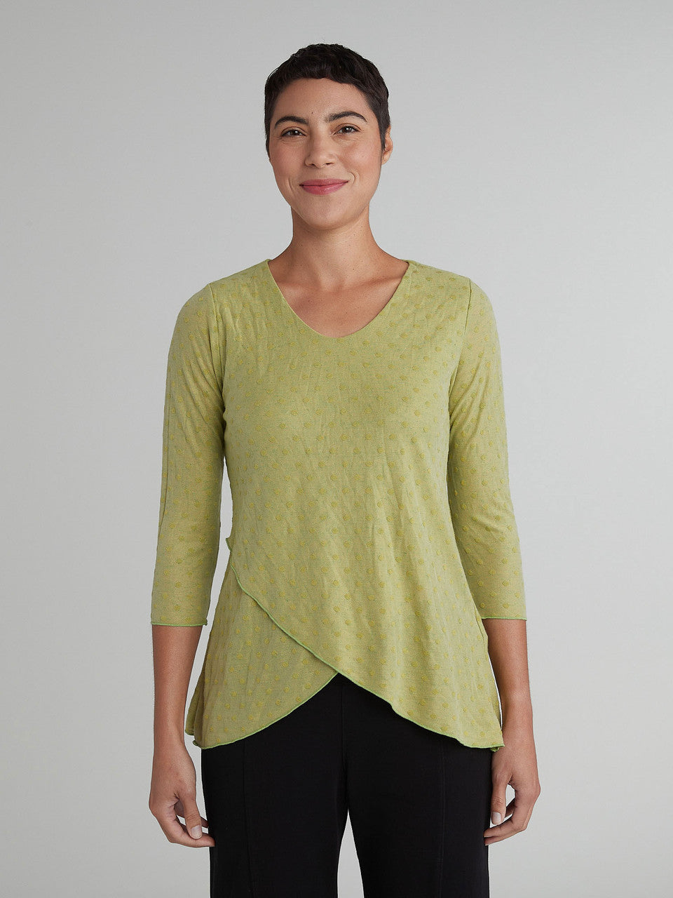 CUT LOOSE - Mesh Dot Double Layer V-Neck Tee - 6586823