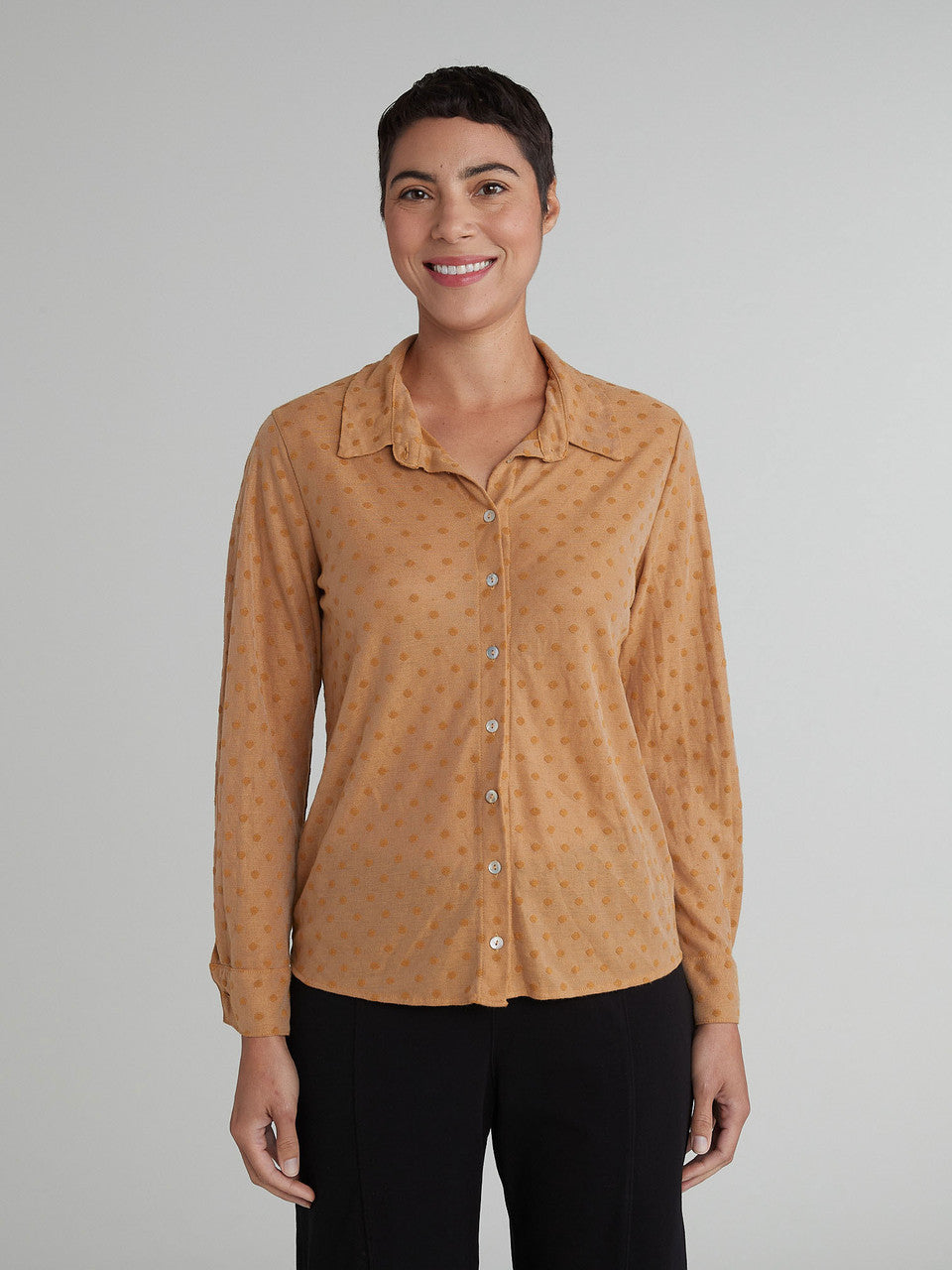 CUT LOOSE - Mesh Dot Fitted Shirt - 6587649