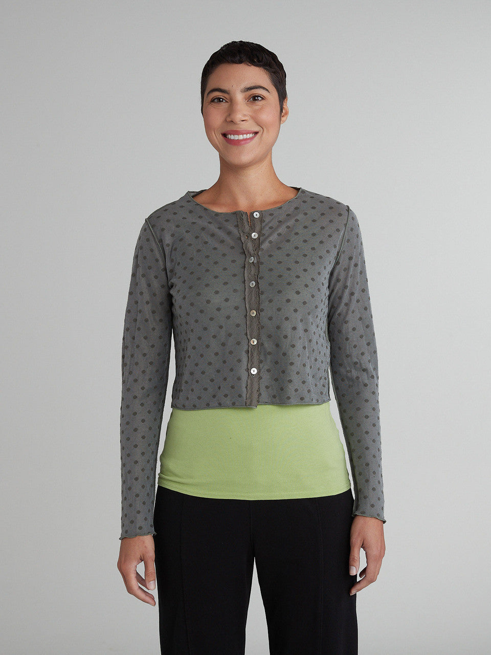 CUT LOOSE - Mesh Dot Crop Cardigan - 6588525